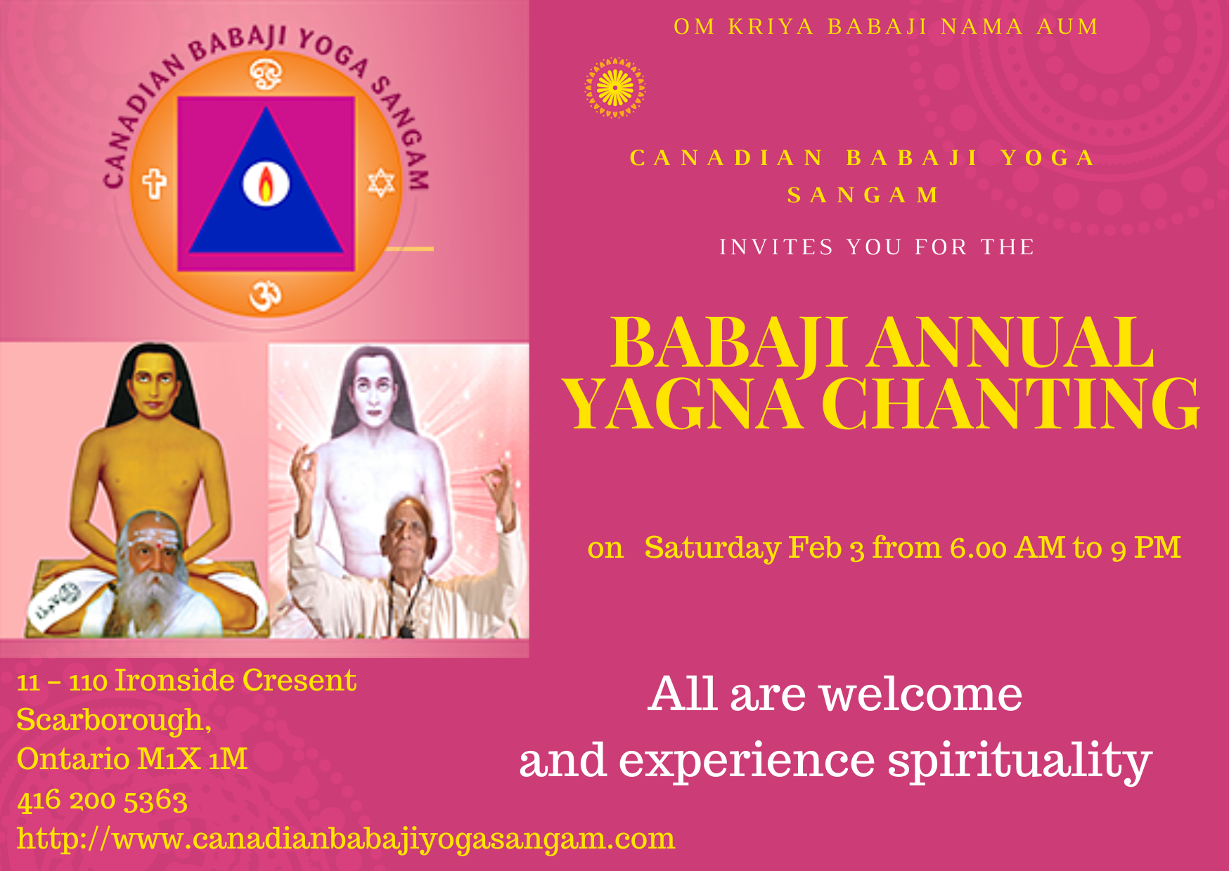 CANADIAN BABAJI YOGA SANGAM 12 HR ANNUAL YAGNA CHANTING 2024